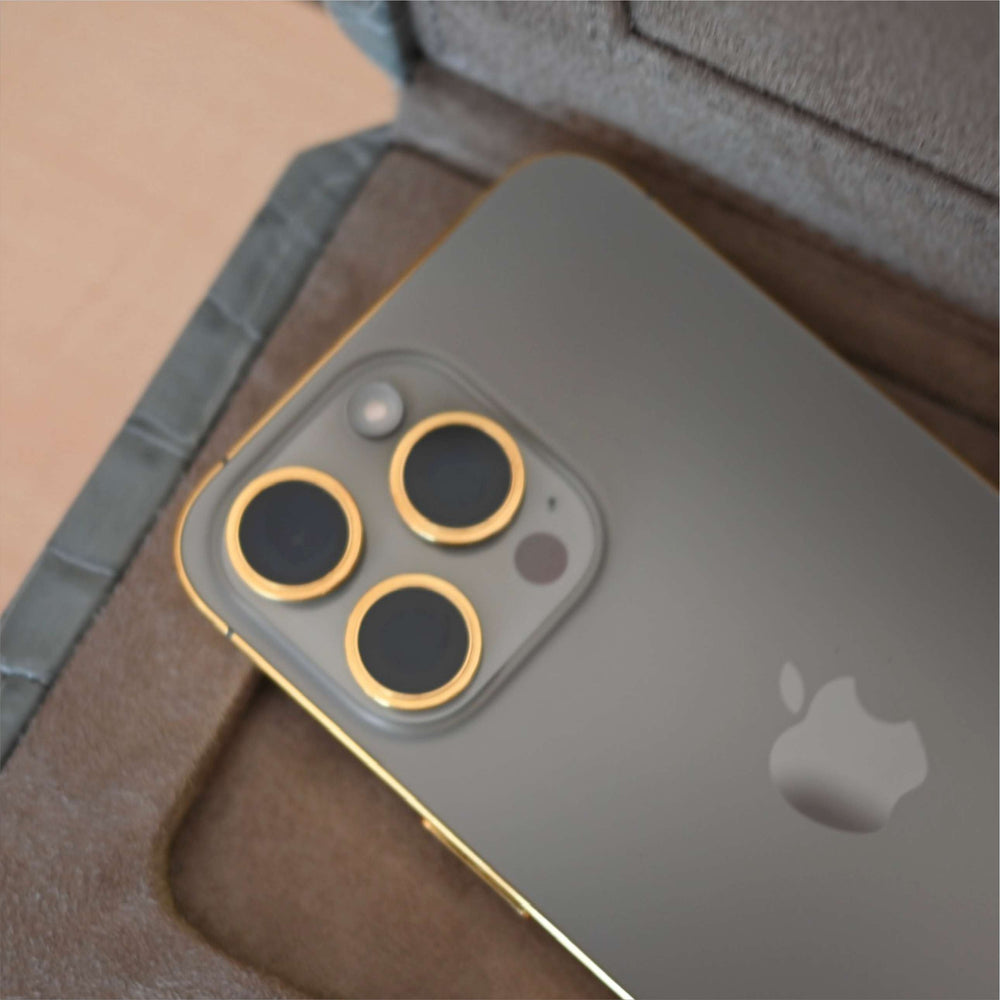 iPhone 15 Pro 256GB 24KT Gold Plated - Natural Titanium – Paris Rose Gold  LLC